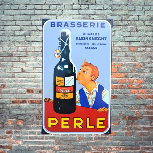 Plaque émaillée biere perle - émaillée,